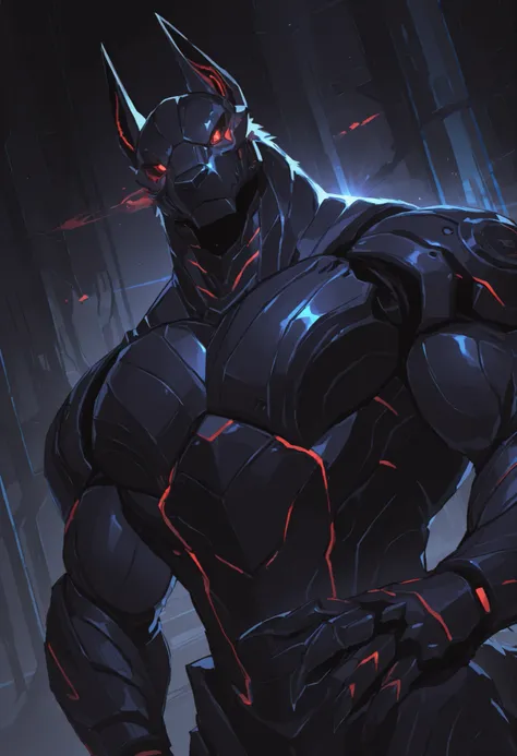 score_9, score_8_up, score_7_up, score_6_up, score_5_up, score_4_up, gigerworld, anthro jackal, wearing black waistcoat over heavy armor, bulky, wide chest
cybrog, anthro, jackal, male, Muscle, Delicate face, Delicate eyes, 1 big tail, (glowing LED), rubbe...