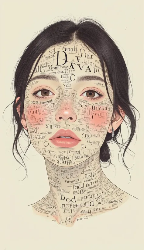 font portraits: conveying emotional states through characters. portraits using words: conveying emotions through font configuration. using characters, to reproduce portraits of people, graph, number. using different fonts, Dimensions , Color and text str...
