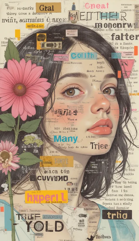 Collages or montages that highly depict words and phrases.