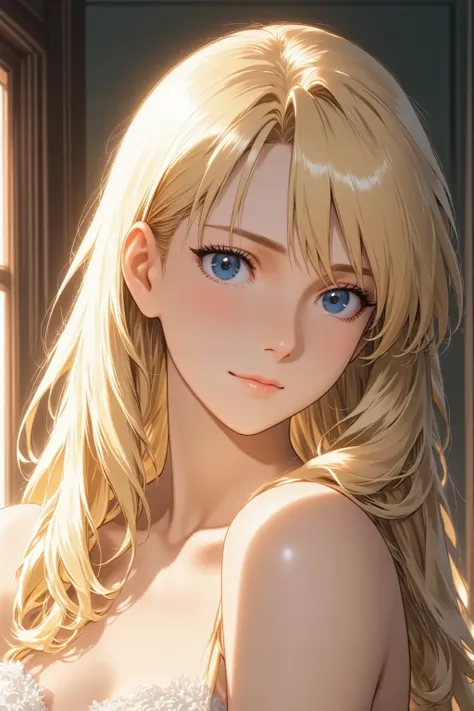 1girl, long hair, light smile, facing up, from side, full body