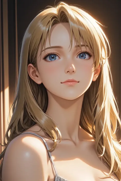 1girl, long hair, light smile, facing up, from side, full body