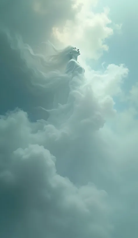 diff211,She is swallowed whole by the melting sky, lost in its vaporous embrace