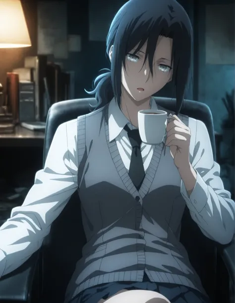 masterpiece,best quality,good quality,newest, detailed face,
ruin ,office, dark , lamp,
light open mouth,
looking at viewer,
solo,
anime coloring,
aozaki_touko\(kara_no_kyoukai\),1girl,(low ponytail), (), black hair, bangs, medium hair, (light gray eyes),
...