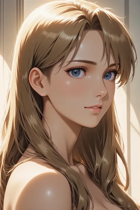 1girl, long hair, light smile, facing up, from side, full body