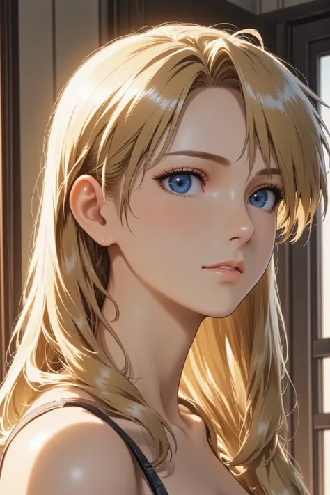 1girl, long hair, light smile, facing up, from side, full body