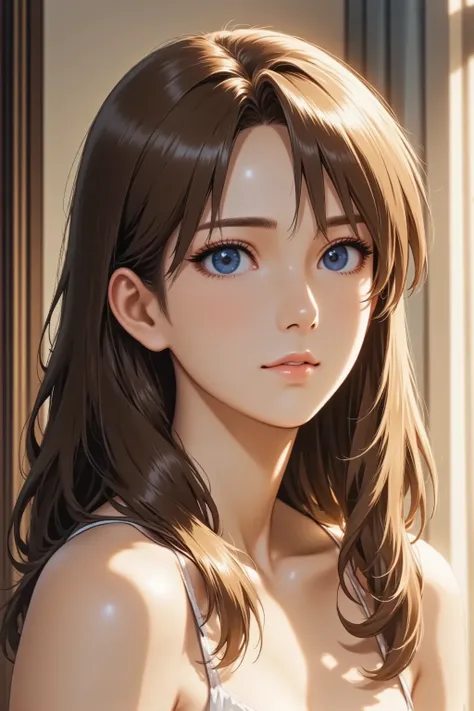 1girl, long hair, light smile, facing up, from side, full body