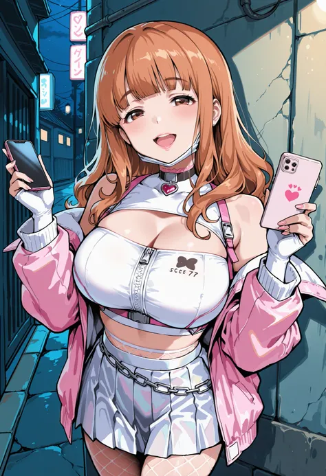 Score_9, score_8_up, score_7_up, source_anime, takebe saori, solo, blunt bangs, wavy hair, long hair, orange hair, brown eyes, large breasts, (best quality), (high quality), {masterpiece}, extremely delicate and beautiful, ultra-detailed, beautiful detaile...