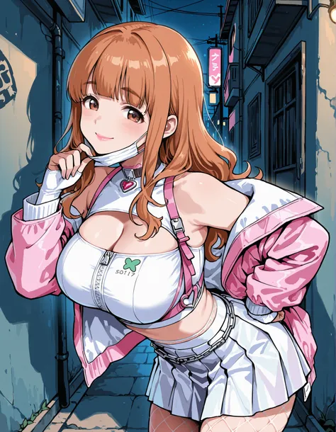 Score_9, score_8_up, score_7_up, source_anime, takebe saori, solo, blunt bangs, wavy hair, long hair, orange hair, brown eyes, large breasts, (best quality), (high quality), {masterpiece}, extremely delicate and beautiful, ultra-detailed, beautiful detaile...