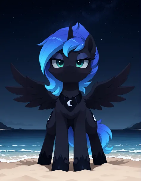 (Noxmauve:1.3),, masterpiece, best quality, amazing quality, very aesthetic, absurdres, newest, solo,
1girl, feral, feral pony, Woona, S1 Luna, Luna from Season 1 of My Little Pony, Young Luna, alicorn, horn, wings, (masterpiece), best quality, anime, sim...