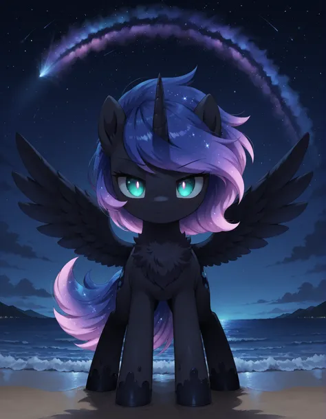 (Noxmauve:1.3),, masterpiece, best quality, amazing quality, very aesthetic, absurdres, newest, solo,
1girl, feral, feral pony, Woona, S1 Luna, Luna from Season 1 of My Little Pony, Young Luna, alicorn, horn, wings, (masterpiece), best quality, anime, sim...