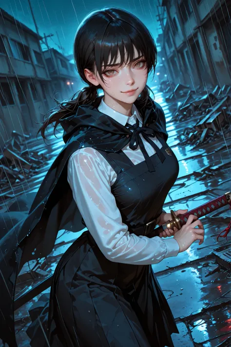 1 girl , Mitaka Asa, long hair , low ponytails , brown eyes , detailed eyes, long eyelashes, beautiful eyes, beautiful face, perfectly symmetrical face, delicate and harmonious features, realistic skin with natural texture and a slight sheen of sweat,beaut...