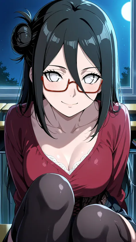 BREAK (masterpiece:1.2), best quality, high resolution, unity 8k wallpaper, (illustration:0.8),Anime-style classroom at night, moonlight shining through the windows, soft glow reflecting on empty desks, faint dust in the air, calm and slightly melancholic ...