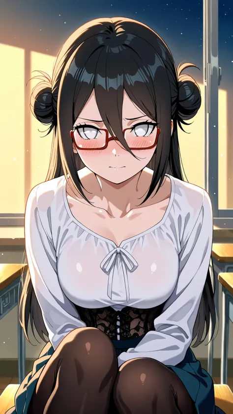 BREAK (masterpiece:1.2), best quality, high resolution, unity 8k wallpaper, (illustration:0.8),Anime-style classroom at night, moonlight shining through the windows, soft glow reflecting on empty desks, faint dust in the air, calm and slightly melancholic ...