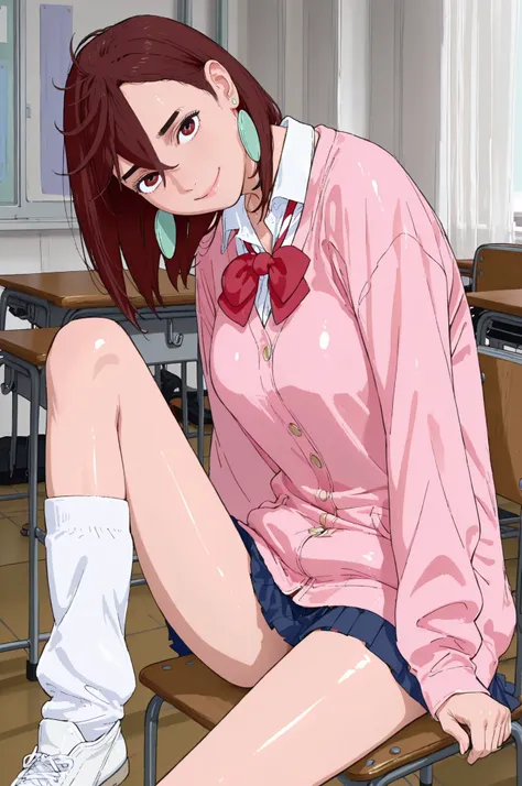 (masterpiece,best quality:1.2,amazing quality,very aesthetic, absurdres, newest),(anime coloring), dandadan style ,(Ayase Momo, Dandadan ),1girl,solo,(ideal ratio body proportions:1.2),(slender body,skinny), medium breasts,brown medium hair,big eyes,brown ...