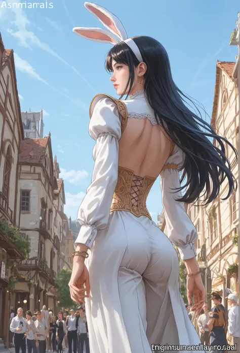 (obra-prima:1.2), [(female warrior with an ornate Elegant sophisticated cover walking away), (very long flowing black hair), in dark swordsman style armor, dazzling platinum bracelets, figura esguia, shapely thighs and round buttocks, Detalhes do rosto, he...
