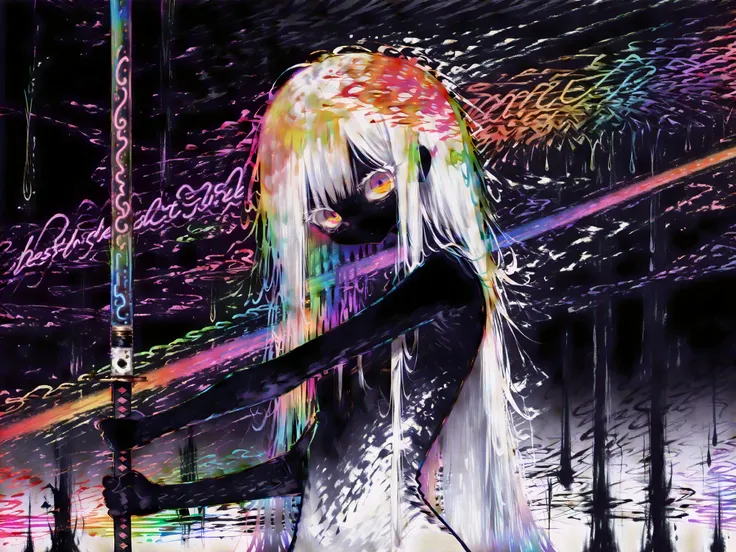 ((sharp focus)), ((perfect eyes)), hzk, ((paste)), cute face,  masterpiece, highest quality, Ultra High Quality, 40k, high contrast, solo Beautiful and delicate girl, standing, Long white eyelashes, small breasts, perfect eyes, (detailed face), ((messy lon...