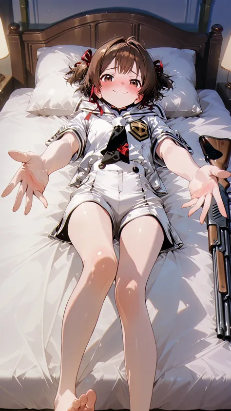 (Masterpiece), Top Quality, Excellent Quality, Very Aesthetic, Latest, Highly Detailed, Not Suitable for Work, s core_9, score_8_up, score_7_up, anime_source, ((Li Xiaoran)), 1 Boy, Solo, (Brown Eyes, Brown Hair), (Shotgun), Topper Body, (Close-Mouthed Smi...