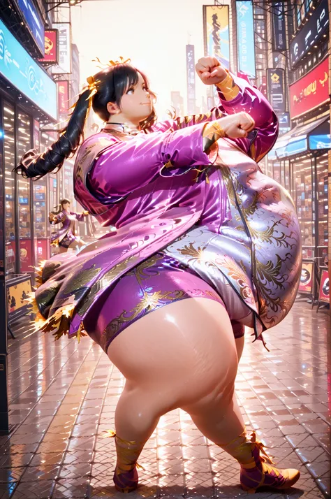 1girl, solo, masterpiece, best quality, Ling Xiaoyu, long hair, black hair, twin tails, brown eyes, Asian, shirt, long sleeves, hair ornament, ribbon, hair ribbon, open clothes, shorts, open jacket, purple jacket, purple shorts, Chinese clothes, short dres...