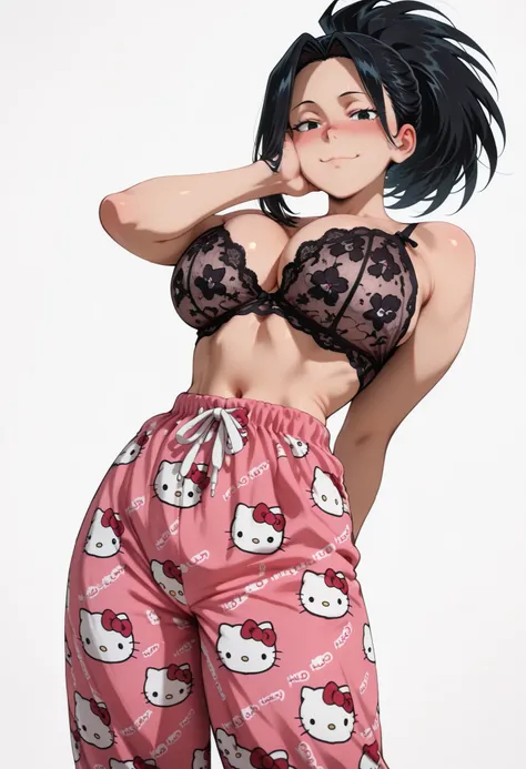 nose blush, shiny legs, shiny body, shiny hair, clear skin, clear body, short hair,, white background, simple background, standing, (masterpiece), best quality, expressive eyes, perfect face,1girl,(large breasts),, nose blush, looking at viewer,, nice legs...