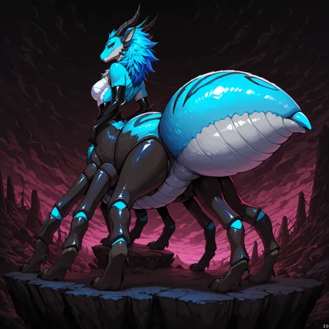 (solo:5.5), best quality, anime style, anime shading, 4k, 8k, ultra highres, masterpiece, large digital painting, epic fantasy concept art, ultra-detailed, comic book illustration, sharp focus, vivid color contrast, full body, blue female anthro dinosaur, ...