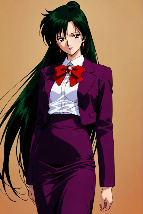masterpiece, amazing quality, best quality, ultra-detailed, 8K, illustration, clear skin, ultra-detailed-eyes, soft skin, very awa, very as2, soft body, 1990s \(style\), official art, 1girl,solo,mature woman, setsuna meiou, long hair, red eyes, very long h...