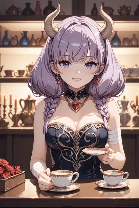 masterpiece,Super Detailed,beautiful faces,And high-precision,cute devil girl,(One woman between the stores),She's sitting on Devil's dark bedroom bed,There is Devil's candle stand behind the bed、Candlelight,external, Expression of victory ,I can see my b...