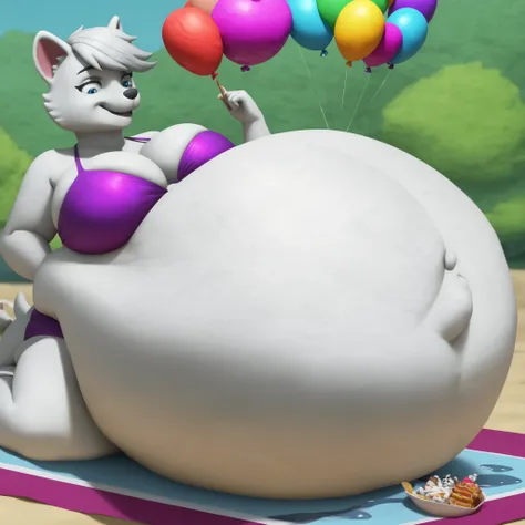 , sunny,, beachclub background, detailed fluffy fur texture, sad pain impressionism, (by foxovh, ross tran, michael garmash, pino daeni, iskra), detailed eyes, highly detailed pupils, solo, furry, anthro, roxi-pp, domestic dog, female, Cyan eyes, white fur...