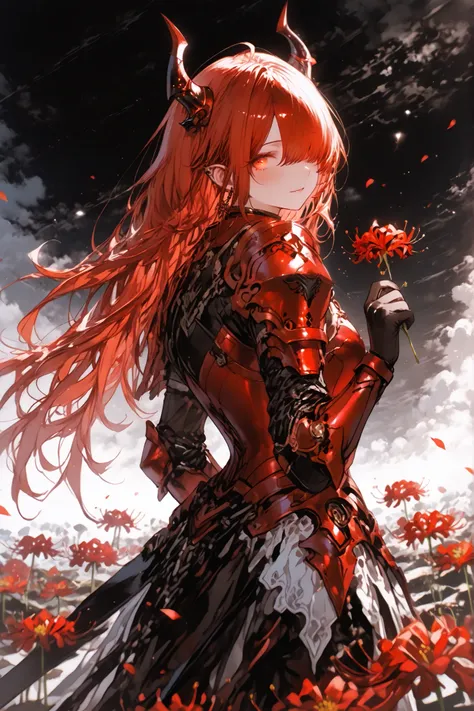 1 woman、solo、Holding flowers、red spider lily
花畑、
Red Flower、masterpiece,最High Quality,Super Detailed,high resolution,official illustration,Slender,High Quality、score_9、score_8_up、score_7_up、最High Quality、Dynamic Poses、 Dynamic Angles、super wide shot、full...