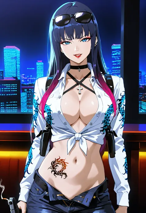 ,(1 girl),(solo), Hayama Reika \(Augmented Face\),Blue Eyes,dark haired,long hair at Boro-Yado,Queen,,1girl, Lashes, face, lips, makeup, Colorful Hair, parted lips, red lips, solo, straight hair, lipstick, nail polish, ear piercing, long hair, lipstick,Hot...