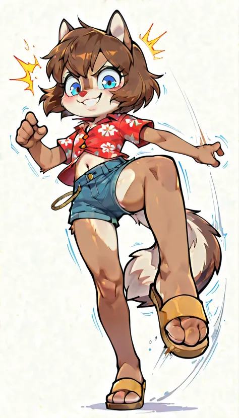 score_9, score_8_up, score_7_up, score_6_up,, hi_res, furry_source, absurdres, masterpiece, best quality, amazing quality, Chip'n Dale Rescue Rangers, 1girl, solo, alone, Femdale, furry, anthro, chipmunk girl, brown fur, blue eyes, chipmunk tail, red nose,...