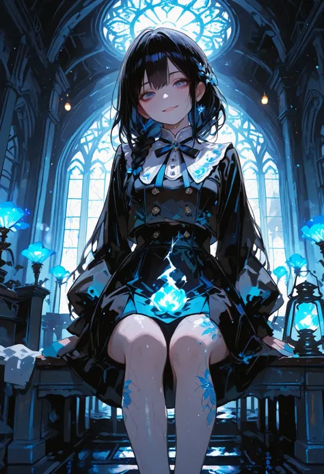 Haunted Castle、1 Midnight、The girl who lost her way、long black hair，Fireball in hand、Lantern Lights、I'm not scared at all!、Lightning echoes、girl wet in the rain、big mansion like a castle、 Ghosts、dimly lit room、State of Ruins、Only ghost eyes light up，shortc...