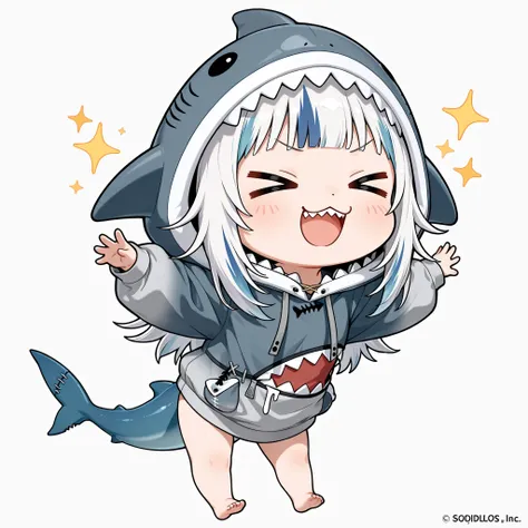 (masterpiece), (best quality), chibi, stylized, around 2.5 to 3 heads tall, small body, proportionally big head, official art style, thick outlines, clean lines, vibrant colors, cute, expressive,
1 (chibi girl),(solo),white hair,long hair,straight hair,bab...