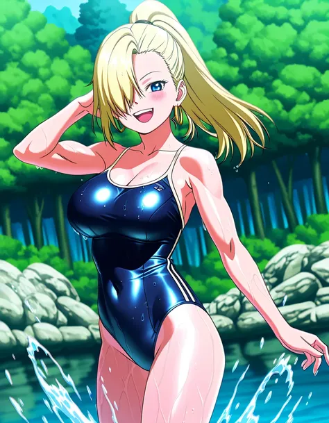 傑作、Best quality、Best resolution、Best image quality、amazing quality、 very aesthetic、 absurdres、anime coloring、anime screencap、anime screenshot、1girl、<lora:InoYamanakaGeninNoobXL_byKonan:1>、ino yamanaka、solo、13 years old、blonde hair、blue eyes、high ponytail h...