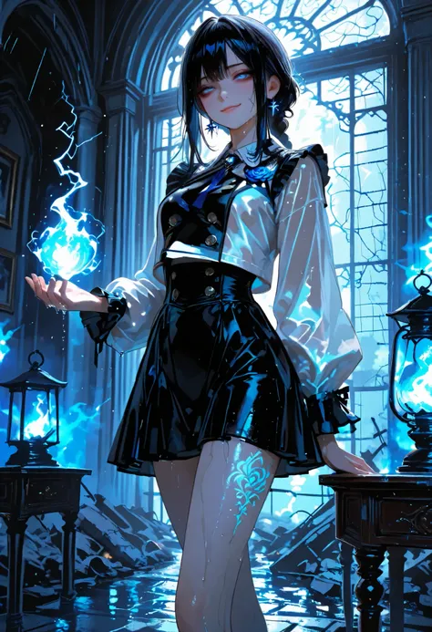 Haunted Castle、1 Midnight、The girl who lost her way、long black hair,Fireball in hand、Lantern Lights、I'm not scared at all!、Lightning echoes、girl wet in the rain、big mansion like a castle、 Ghosts、dimly lit room、State of Ruins、Only ghost eyes light up,shortc...