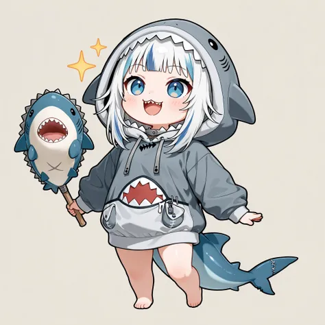 (masterpiece), (best quality), chibi, stylized, around 2.5 to 3 heads tall, small body, proportionally big head, official art style, thick outlines, clean lines, vibrant colors, cute, expressive,
1 (chibi girl),(solo),white hair,long hair,straight hair,viv...