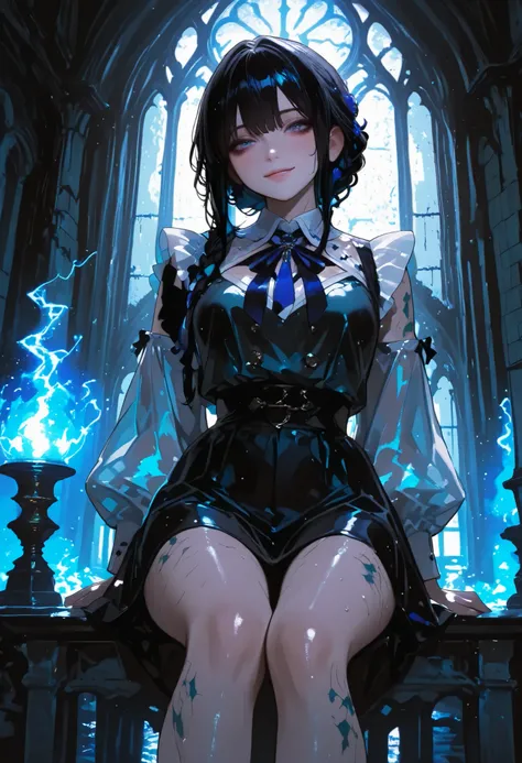 Haunted Castle、1 Midnight、The girl who lost her way、long black hair,Fireball in hand、Lantern Lights、I'm not scared at all!、Lightning echoes、girl wet in the rain、big mansion like a castle、 Ghosts、dimly lit room、State of Ruins、Only ghost eyes light up,shortc...