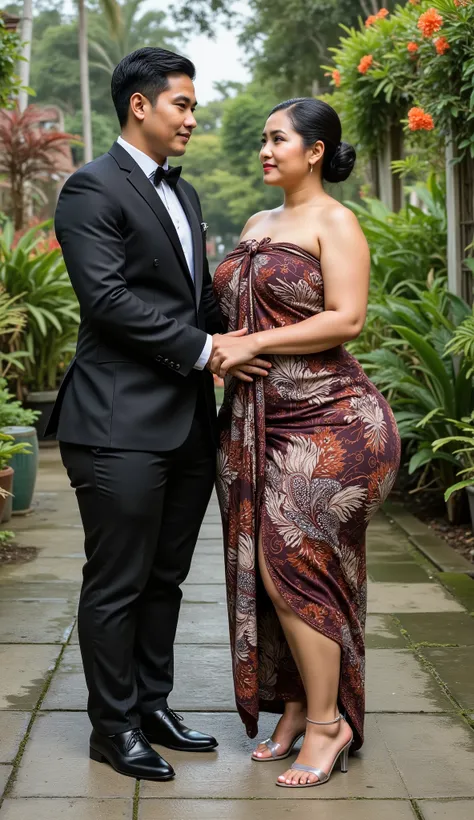 An indnesian attractive mature woman with a provocative curvaceous body, is 60 years old and has a figure with prominent curves, a plump with perfect proportions curves, generous curves and plus-size, a body with an hourglass figure, her voluptuous wide hi...