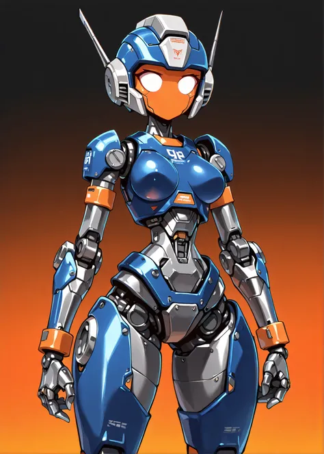 score_9 , score_8_up , score_7_up , ((Masterpiece)) , ((highres)) , (1girl , solo) , from the front, shading , sharp focus , raytracing , standing , 23yo , (((blue armor))) , Arcee_\(TranformersPrime\) , (((metallic breasts , metallic skin , metallic hands...