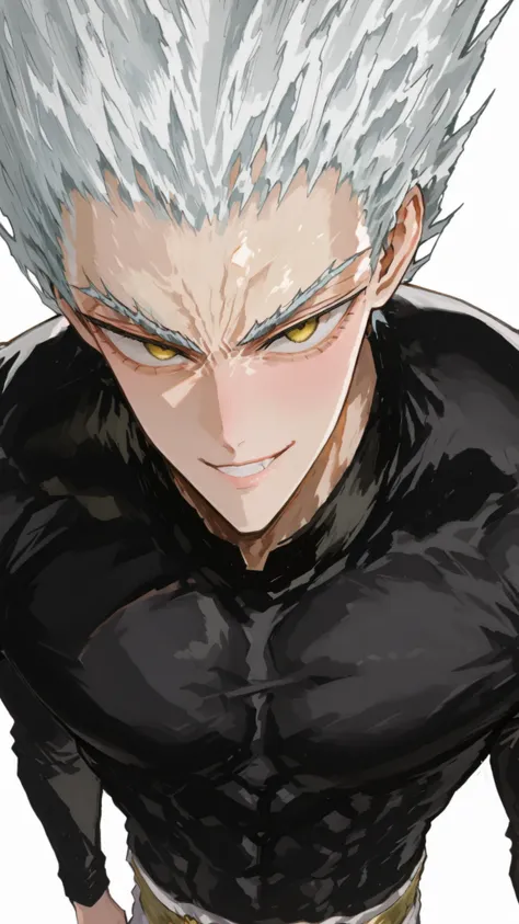 [[[1 boy, silver hair, yellow eyes, sexy waistline, One Punch Man [Garou] illustration, pan-art, high definition, Clean Background, clean lines, delicate expression, soft texture, Health beauty , Clear, 4K, Delicate Drawing, 초high definition,  black clothe...