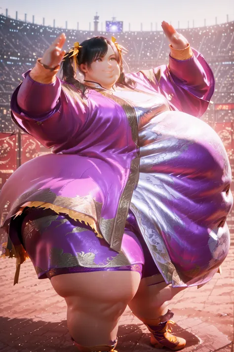 1girl, solo, masterpiece, best quality, Ling Xiaoyu, long hair, black hair, twin tails, brown eyes,, Asian, shirt, long sleeves, hair ornament, ribbon, hair ribbon, open clothes, shorts, open jacket, purple jacket, purple shorts, Chinese clothes, short dre...