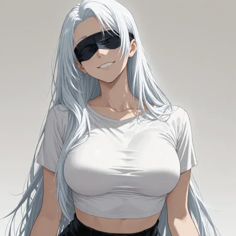score_9, score_8_up, score_8, best quality,masterpiece,4k, anime_source, gojo satoru, genderswap \(mtf\), very long hair, long white hair, stunning color, female focus, BREAK, 1girl, sixteen years old, looking at the viewer, smile, perfect composition, BRE...