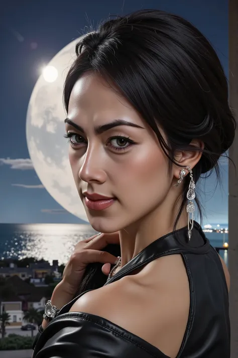 Ultrarealistic potrait of Beautiful asian muscle woman smiling open mouth , close-up half body , huge breast, cleavage visible  , happy vibes beauty smile , perfect hands , auto correct detail fingers