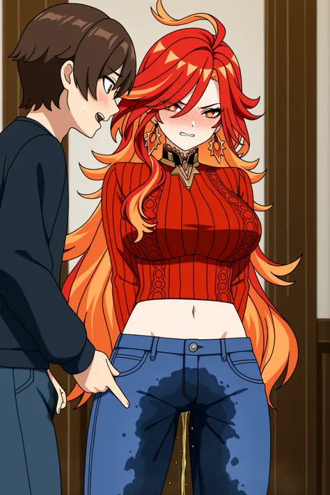score_9, score_8_up, masterpiece, best quality, anime screencap, anime coloring, BREAK,
1girl, huge breasts, mavuika \(genshin impact\), long hair, red hair, orange hair, multicolored hair, orange eyes, yellow eyes, colored inner hair, ahoge, turtleneck ...