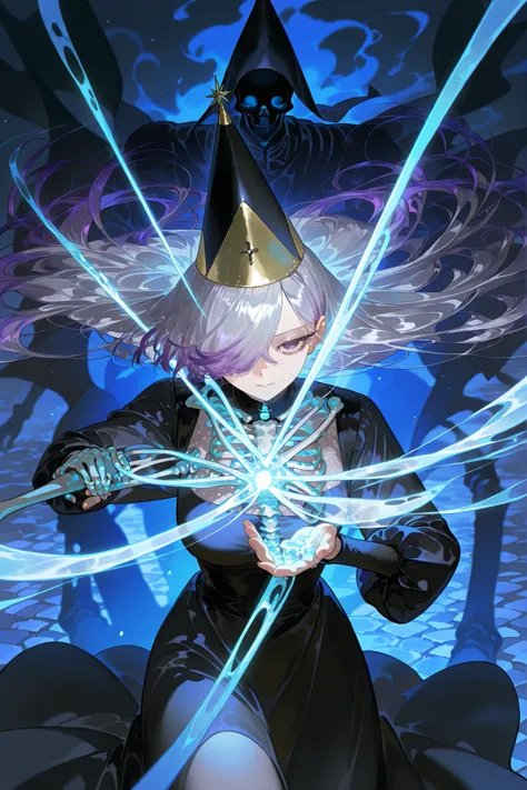 The ghostly medival princes is a ghost. (her body is transparent and translucent because she is a ghost. (She has a transparent skin, the silhouette of her skeletal bones can be see through.) She has a mature physique. She has ghostly pale skin and bruises...