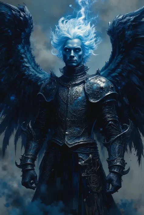 best, highest quality, ultra high resolution, extremely high level of detail masterpiece Surreal impressionistic depiction of a epic dark entity, the Archangel Samiel, the Venom of God. Create a exquisitely expressed eldritch illustration of a confident ma...