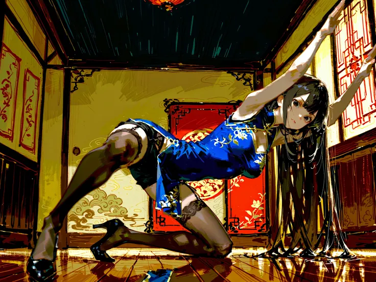 ((detailed eyes)),clear glassy eyes, glassy pupils, detailed highlight in the eyes, (masterpiece, detailed:1.2), highest quality, Ultra High Quality, 40k, solo, Beautiful and delicate girl, ((focus face)),
Extremely long hair, black hair, Diagonally trimme...