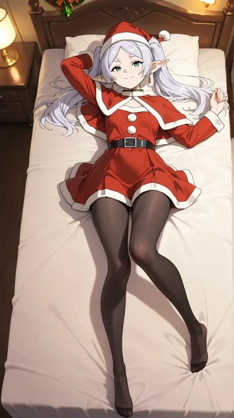 (masterpiece), best quality, absurdres, very aesthetic, looking at the viewer, nice hands, 1 girl,zzFrieren, long hair, smile, twintails, green eyes, grey hair, pointy ears, elf, zzFrieren, long hair, twintails, green eyes, grey hair, pointy ears, elf, shi...