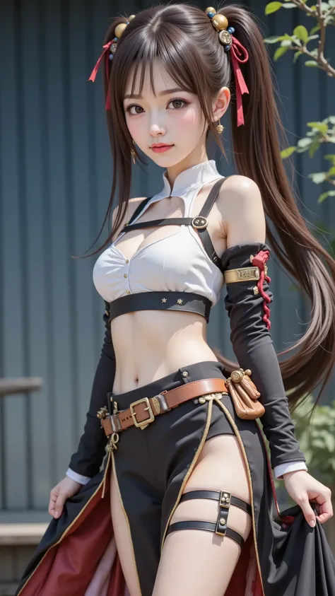 Sengoku Nadeshiko、Baby-faced beautiful girl、Red hair、(pink string underwear)、slender body、Fashionable fashion、(Beautifully Shaped Crotch:1.3)、 nice butt、Upward bust、Highest Image Quality、Highest Quality、nice background、(detailed hands:1.3, perfect hands:1....