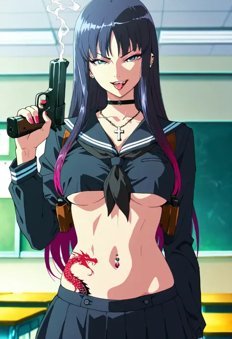 ,(1 girl),(solo), Hayama Reika \(Augmented Face\),Blue Eyes,dark haired,long hair at Boro-Yado,Queen,,1girl, Lashes, face, lips, makeup, Colorful Hair, parted lips, red lips, solo, straight hair, lipstick, nail polish, ear piercing, long hair, lipstick,Hot...