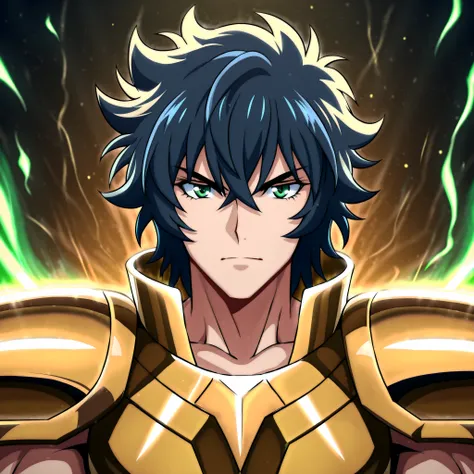 Highly detailed anime-style fantasy illustration with vibrant lighting and divine atmosphere.
Naofumi Iwatani from The Rising of the Shield Hero stands proudly wearing the Gold Cloth of Libra, inspired by Saint Seiya. His build is athletic and lean, not ov...